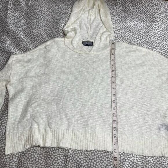 Cream Ivory Knit Hoodie Ft Dolman Sleeve Size S - Picture 9 of 10